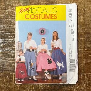 McCalls Sewing Pattern M6101 Girl Costume Poodle Skirt Petticoat 1950s 3-6 UNCUT